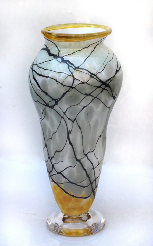 DB-702 Vase Gray & Yellow Urn 8x3.5 $89 at Hunter Wolff Gallery